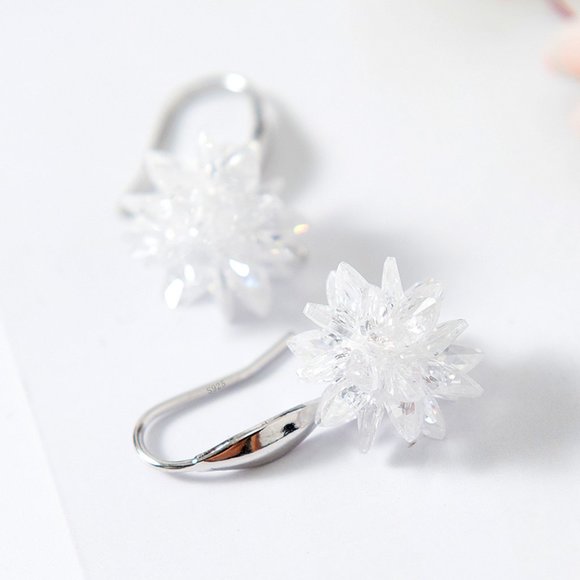 Silver crystal snowflake earrings - Picture 3 of 3